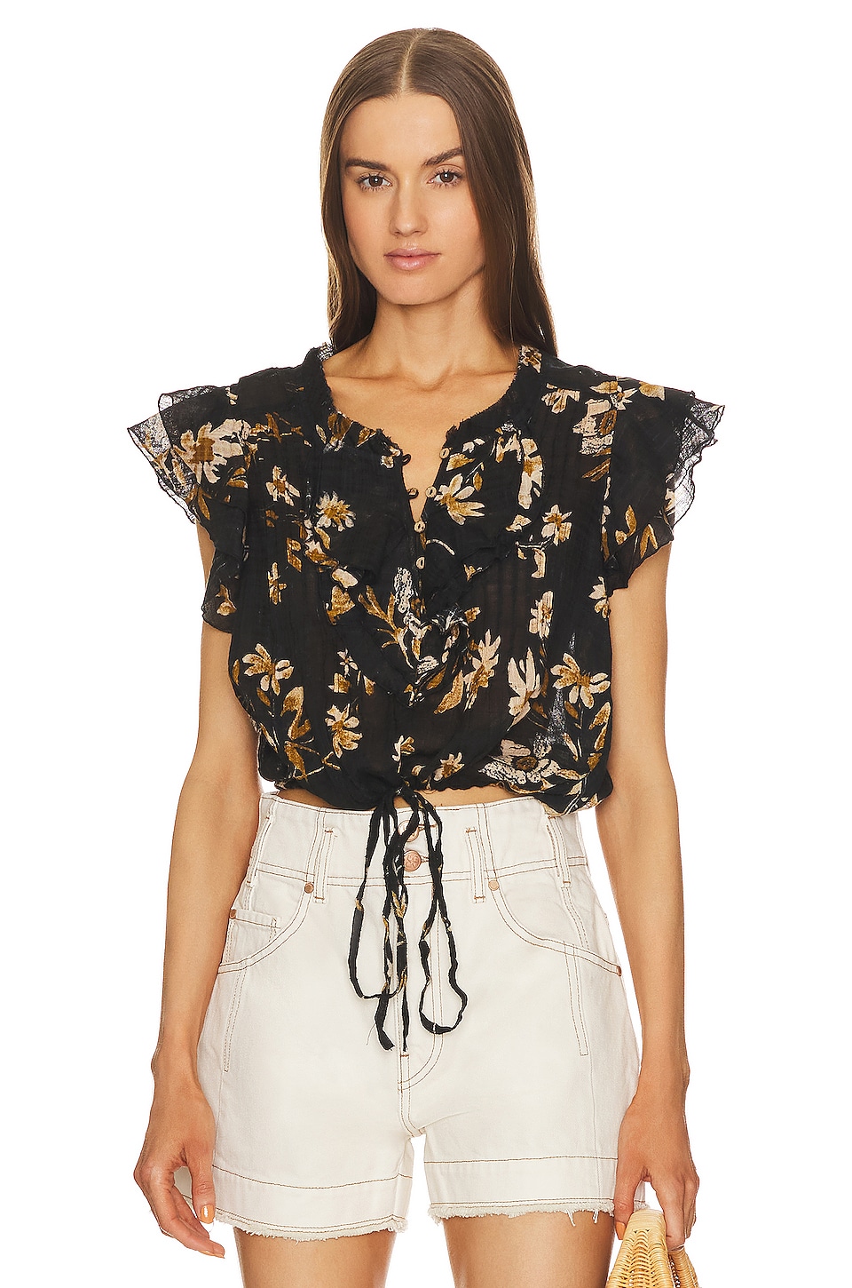 Free People Naya Printed Top in Black Combo | REVOLVE