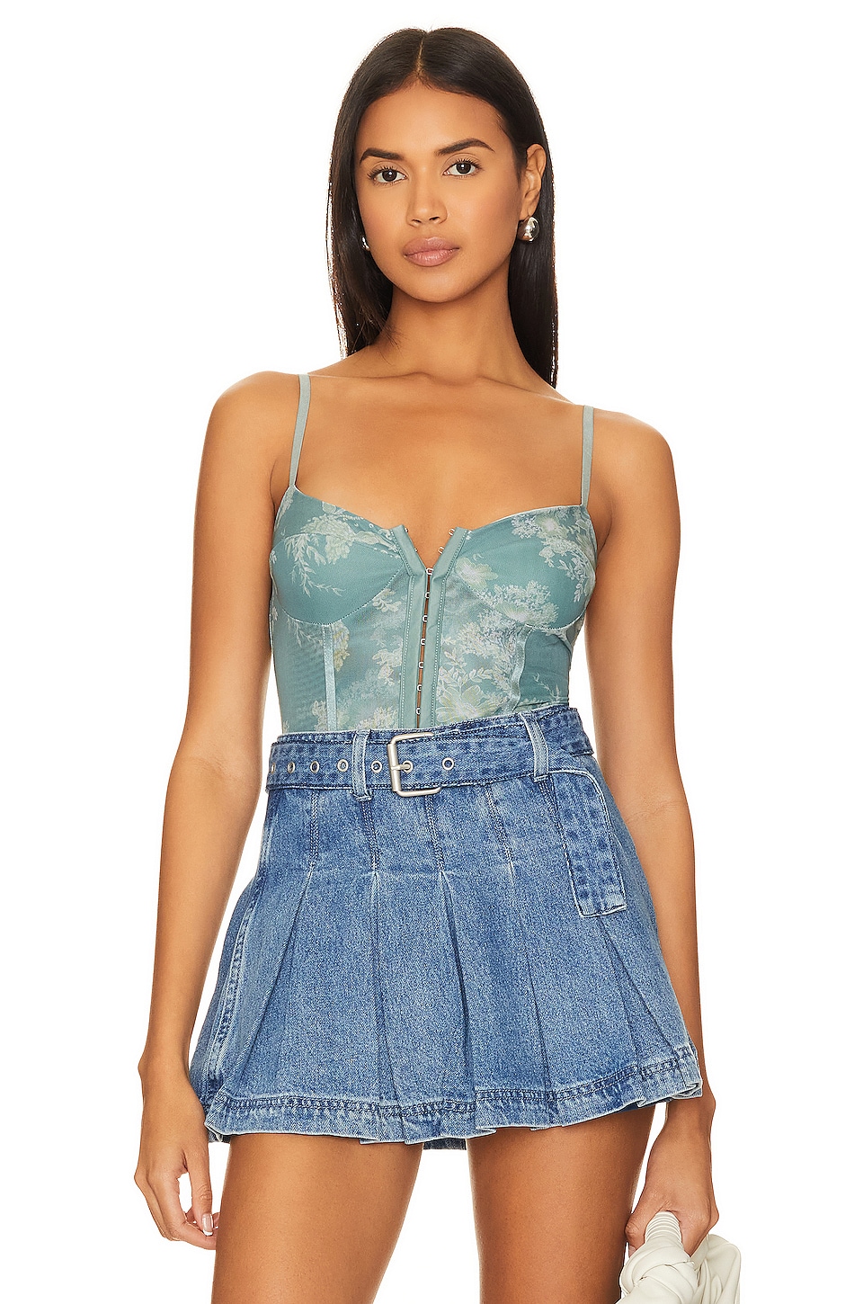 Free People x Intimately FP Night Rhythm Corset Bodysuit In Sage Combo in  Sage Combo