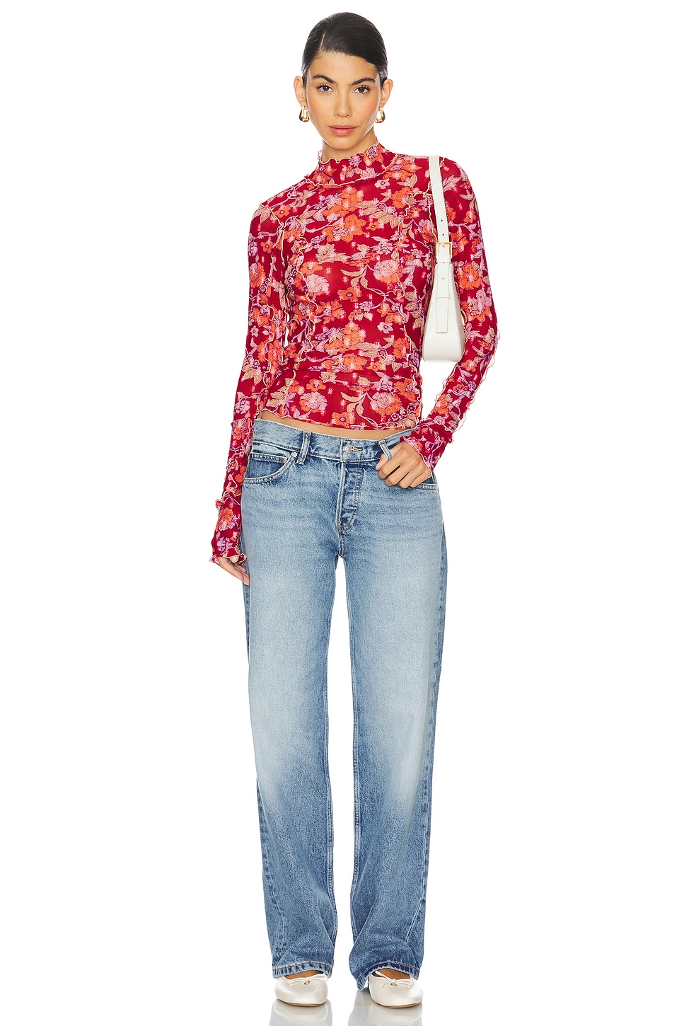 Free People Charlie Mesh Top in Red Combo | REVOLVE