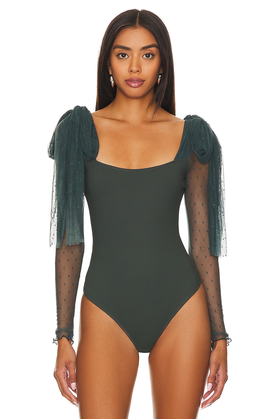 Free People x Intimately FP Tongue Tied Bodysuit In Green Gables thumbnail