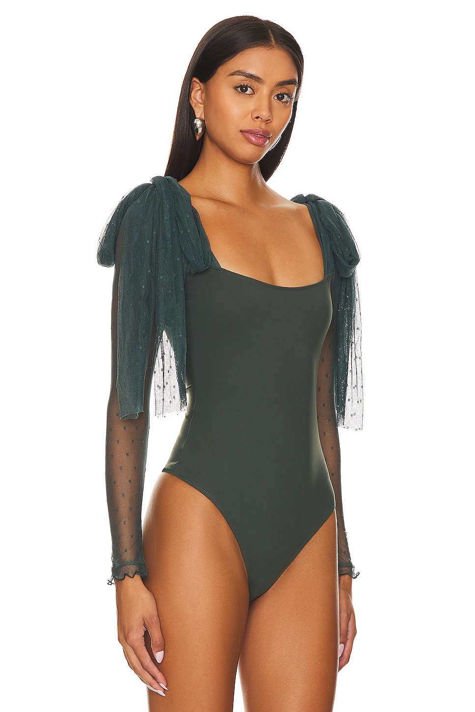 Free People x Intimately FP Tongue Tied Bodysuit In Green Gables thumbnail