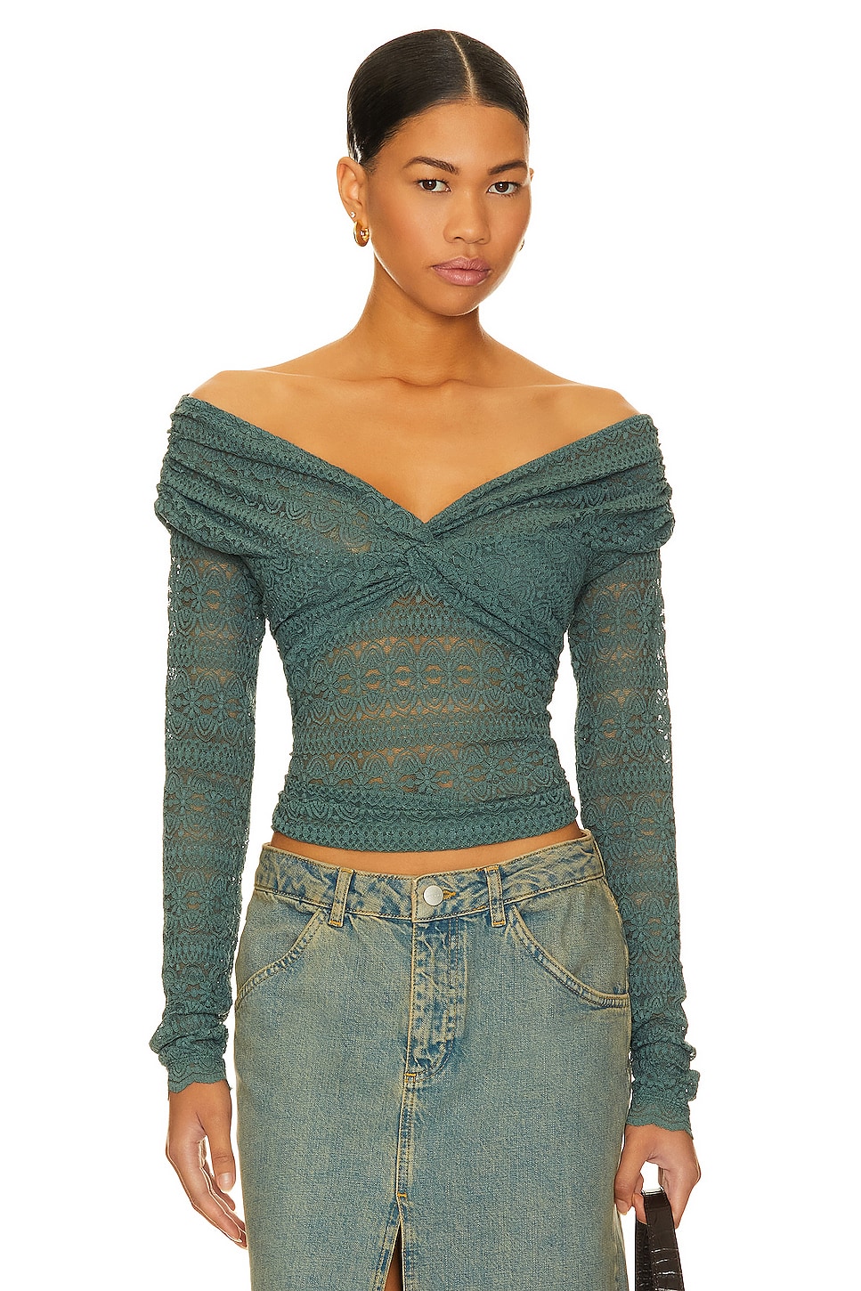 Free People Hold Me Closer Top en Silver Pine
