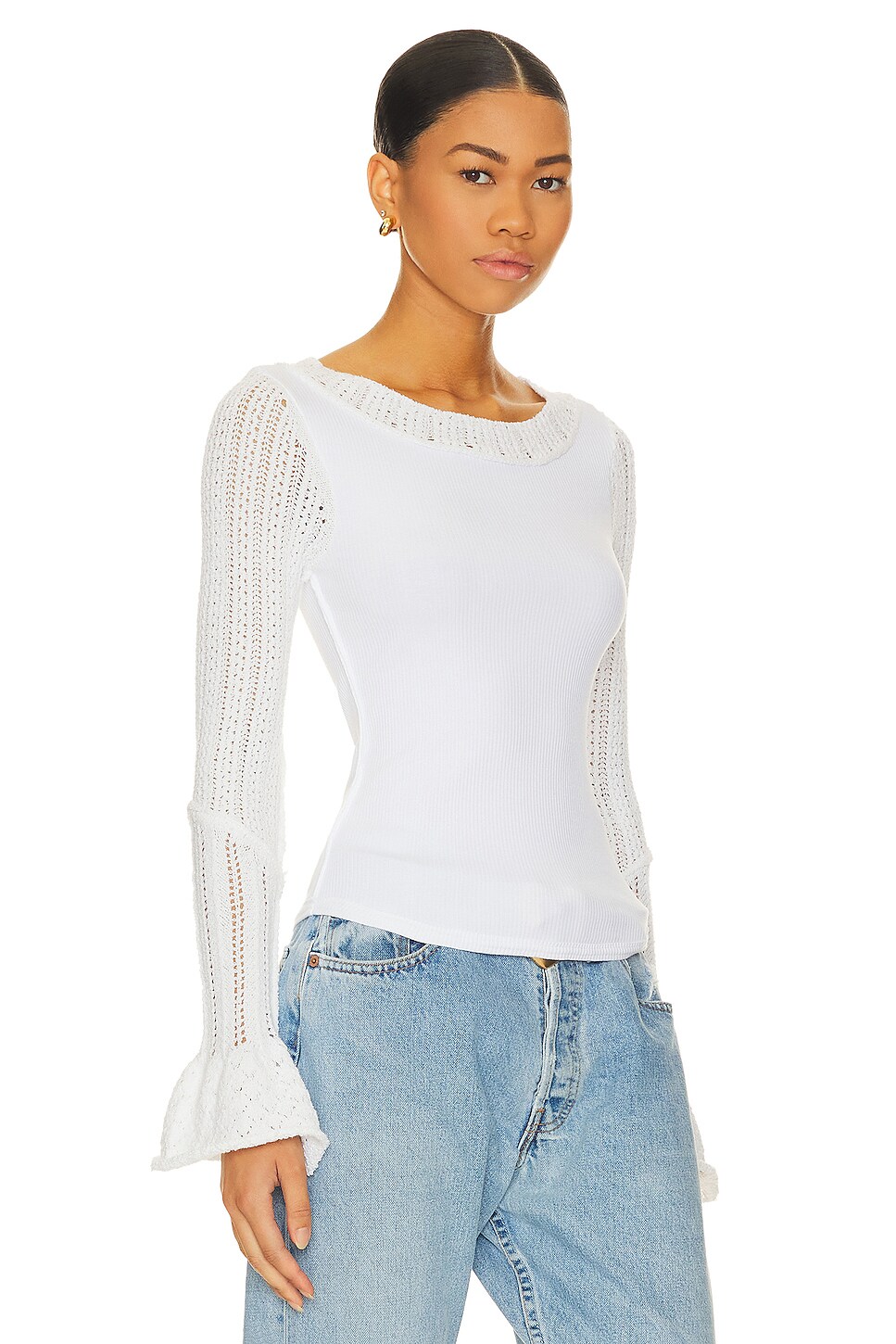 Free People Cuffing Season Top en Ivory