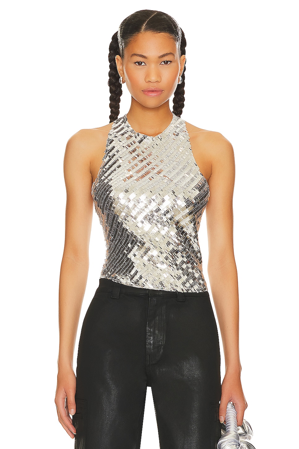 Free People x Intimately FP Disco Fever Cami In Silver Combo in Silver ...