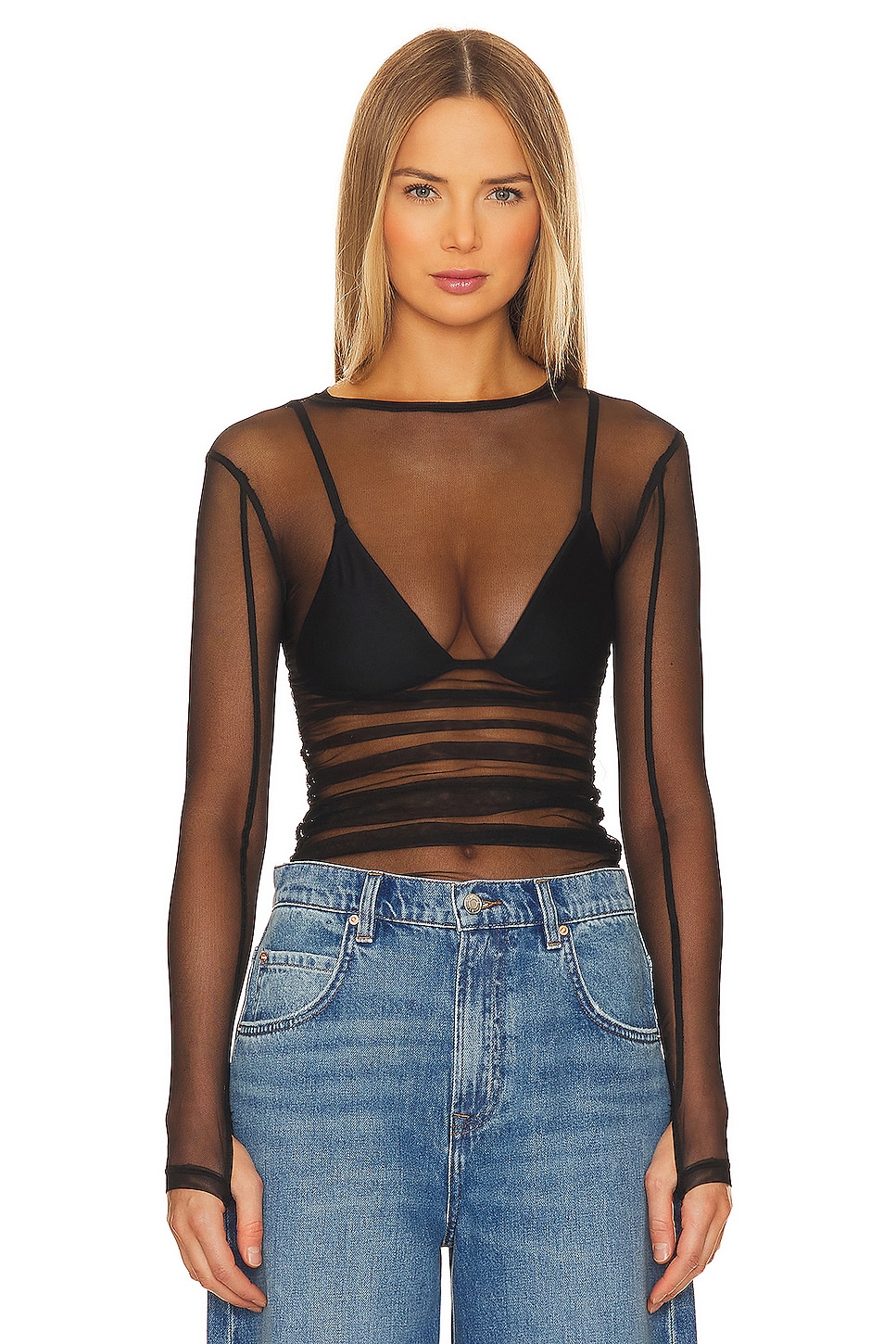 Image 1 of x Intimately FP Last Layer Long Sleeve Top In Black