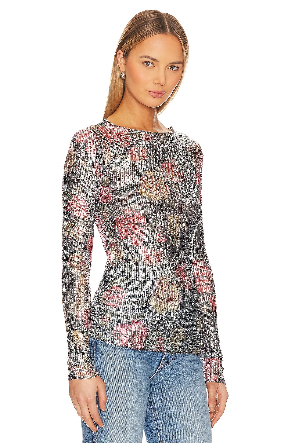 Free People x Intimately FP Printed Gold Rush Long Sleeve In Midnight Combo thumbnail