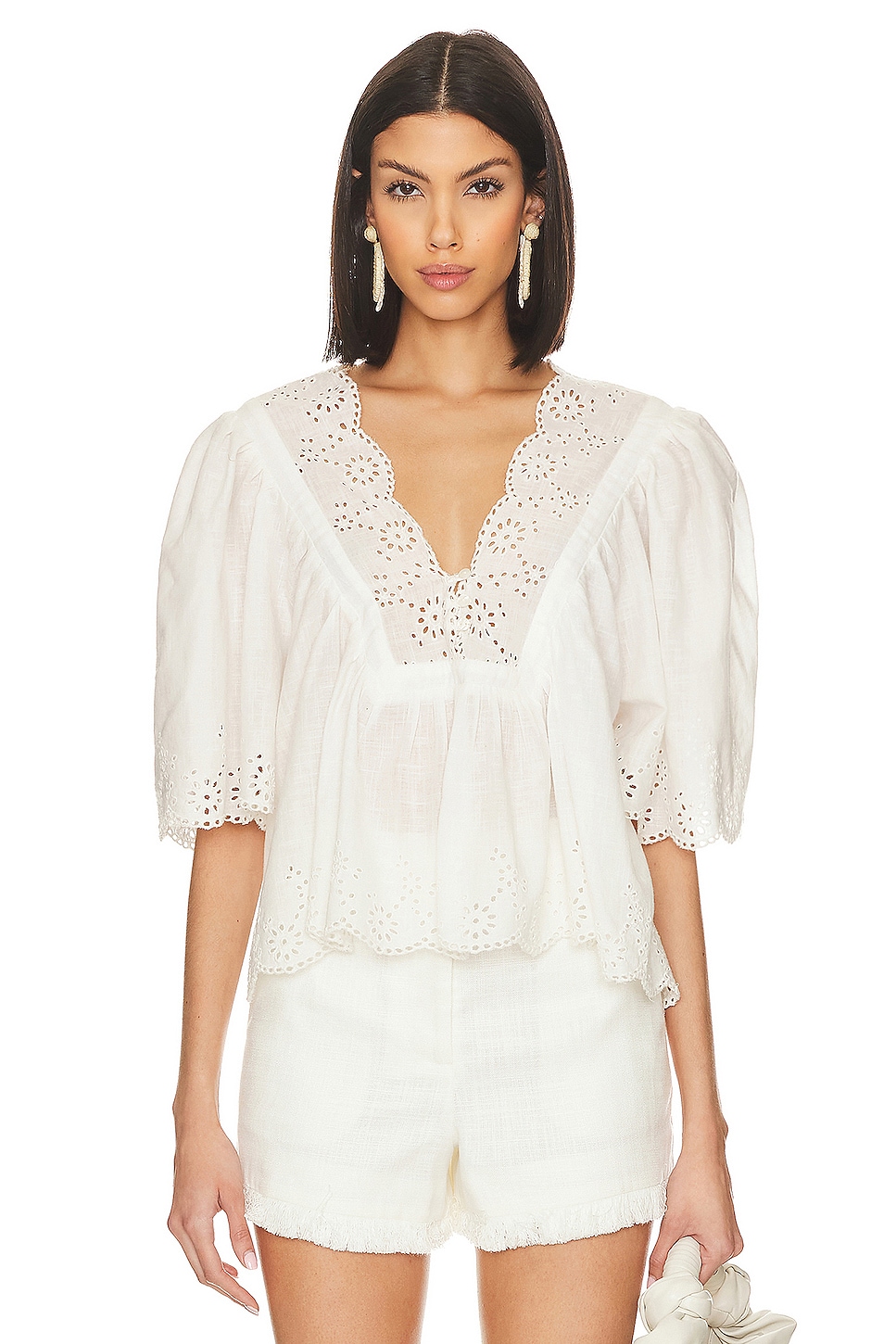 Free People Costa Eyelet Top in Bright White | REVOLVE