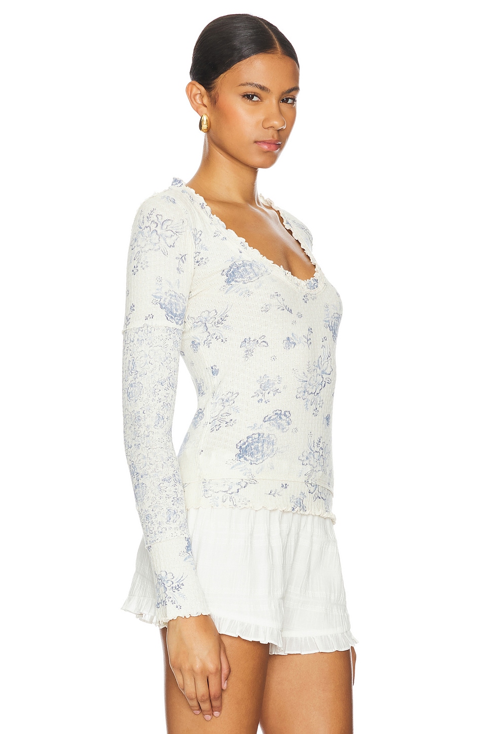Free People x We The Free Clover Printed Thermal Top