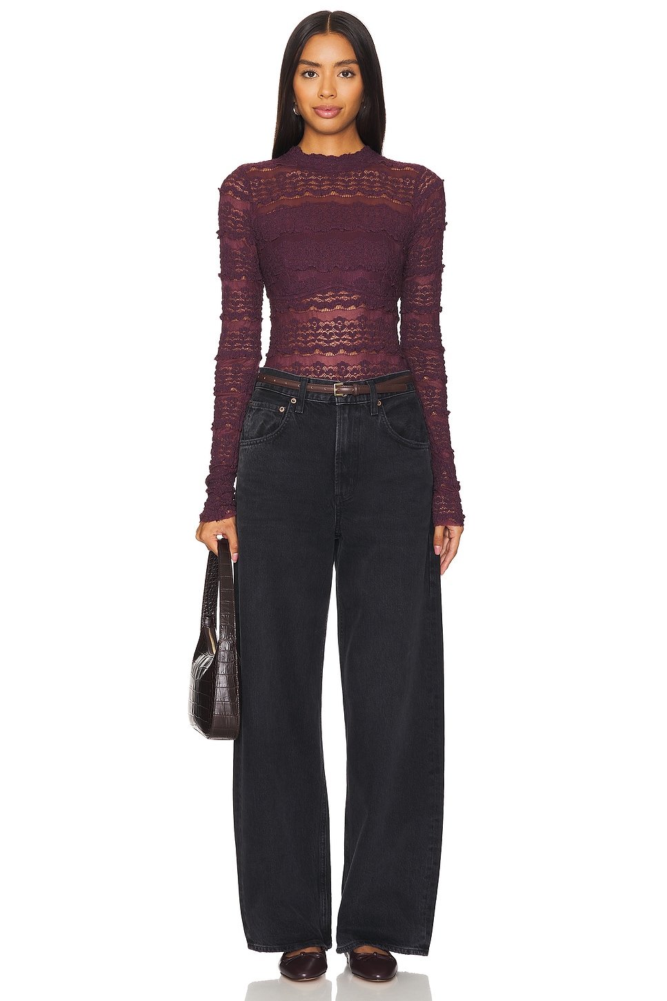 Free People x Intimately FP Angelina Bodysuit in Wine