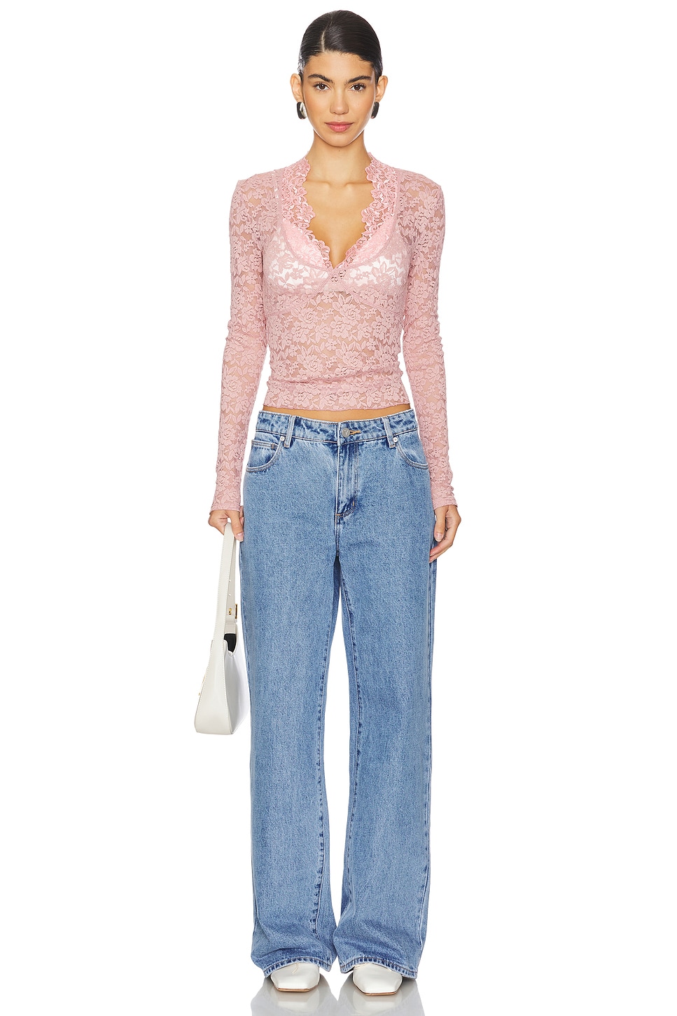 Free People x Intimately FP All Day Lace Long Sleeve Top In