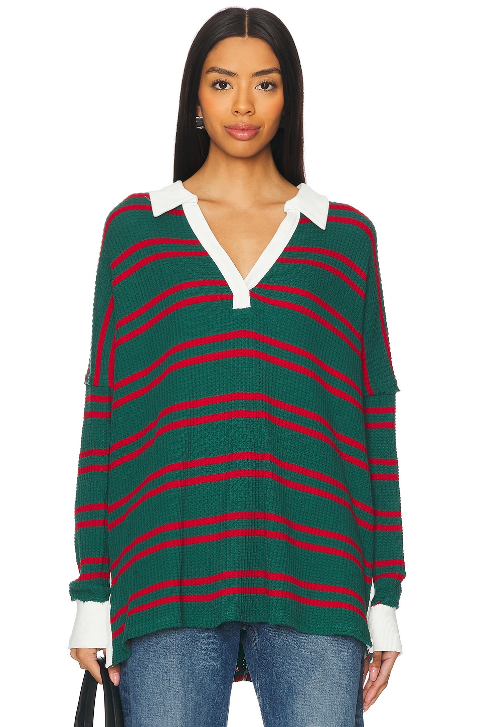 Free People x We The Free Striped Travis Polo Tee