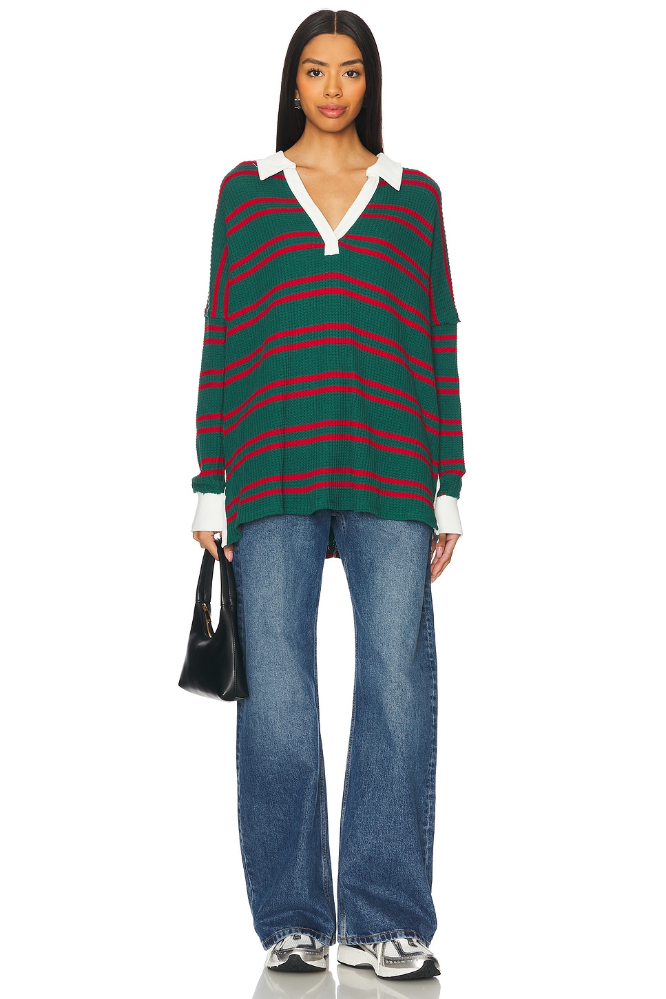 Free People x We The Free Striped Travis Polo Tee