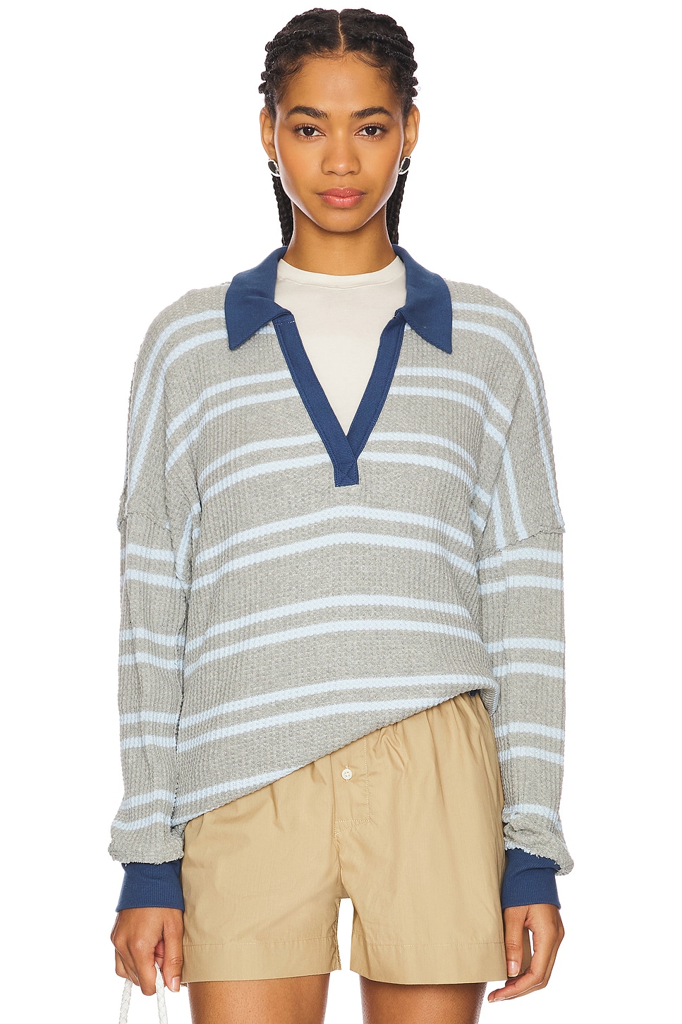 x We The Free Striped Travis Polo Tee
