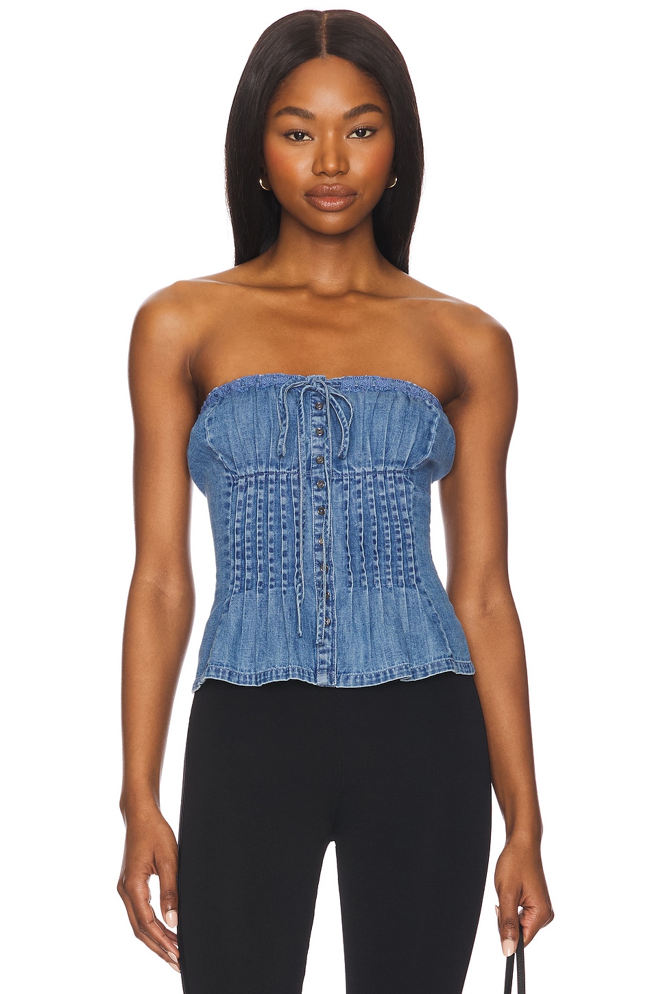 フリーピープル Free People デニム Wink Wink Tube レディース シャツ トップス Medium Wash Free People Denim Wink Wink Tube Top in Medium Wash | REVOLVE