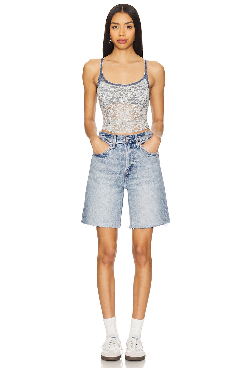 ❥❥❥23200 Free People All Day Lace Cami in Pearl Blue | REVOLVE