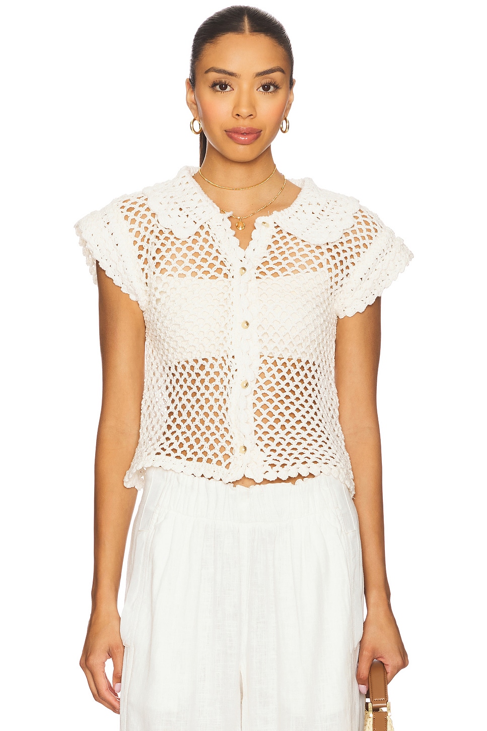 フリーピープル Free People Lily Crochet Top レディース シャツ トップス Coconut Milk Free People Lily Crochet Top in Coconut Milk | REVOLVE
