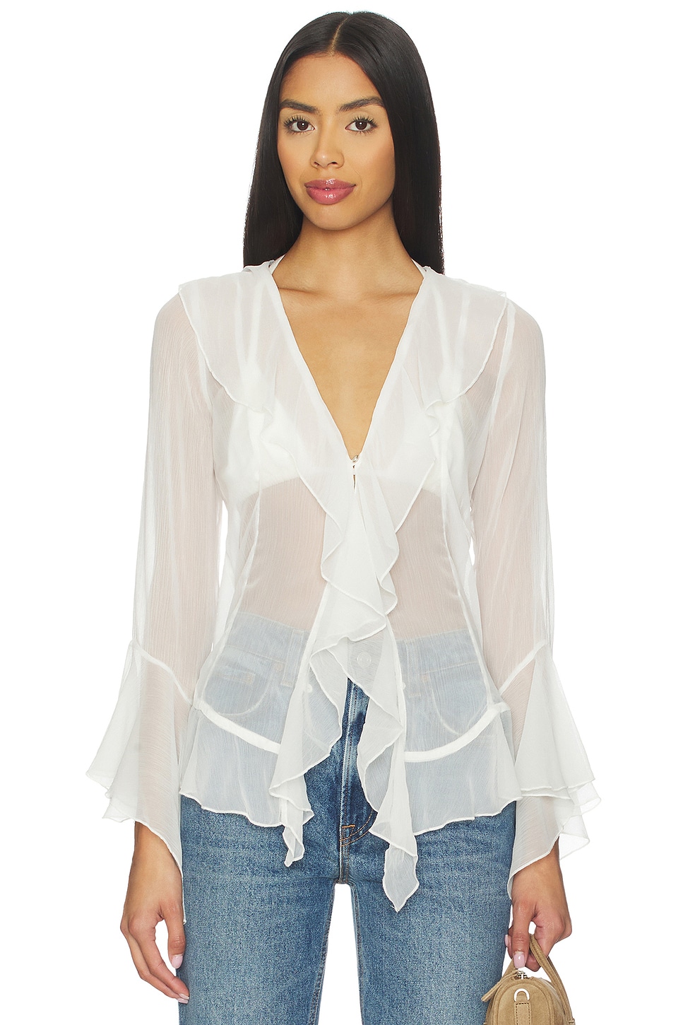 (取寄) フリーピープル レディース バリ シフォン Free People women Bali Tulula Chiffon Clean Ivory Combo Free People Bali Tulula Chiffon Top in Clean Ivory | REVOLVE