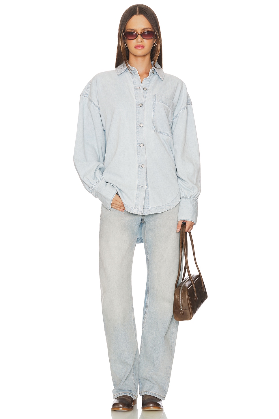 x We The Free Ashley Denim Shirt In Classic Blue