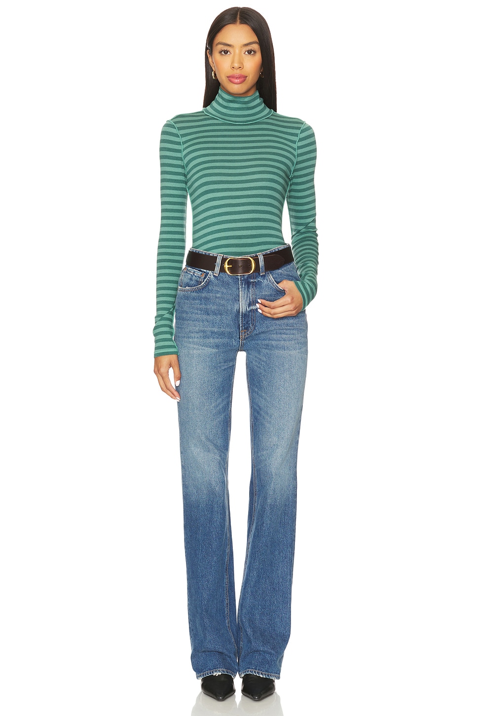 Free People x We The Free Good Good Turtle Stripe Top In Rainforest Combo