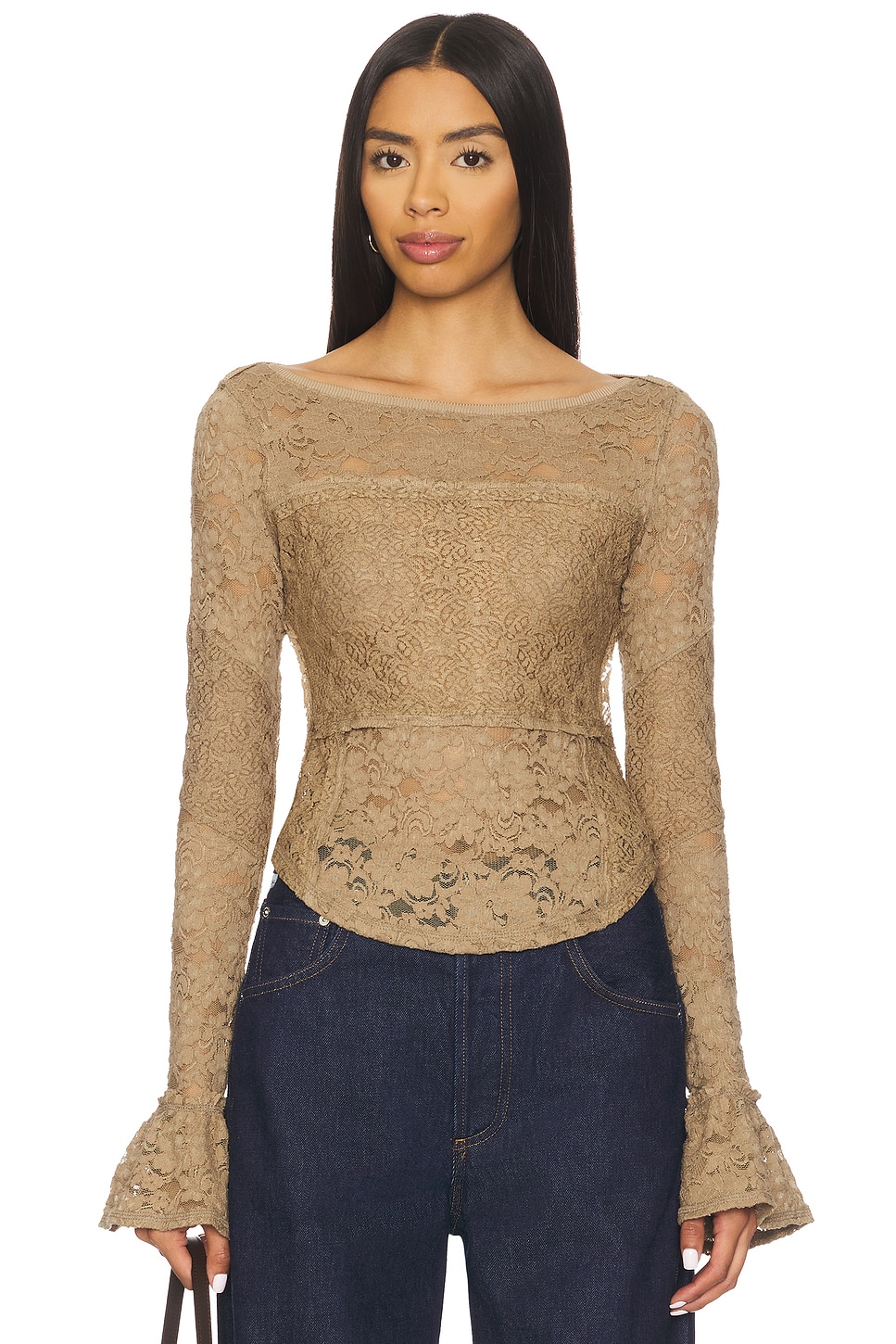 (取寄) フリーピープル レディース レース レイヤリング ロング スリーブ Free People women Lace Layering Long Sleeve Dutch Cocoa Free People Lace Layering Long Sleeve in Dutch Cocoa | REVOLVE
