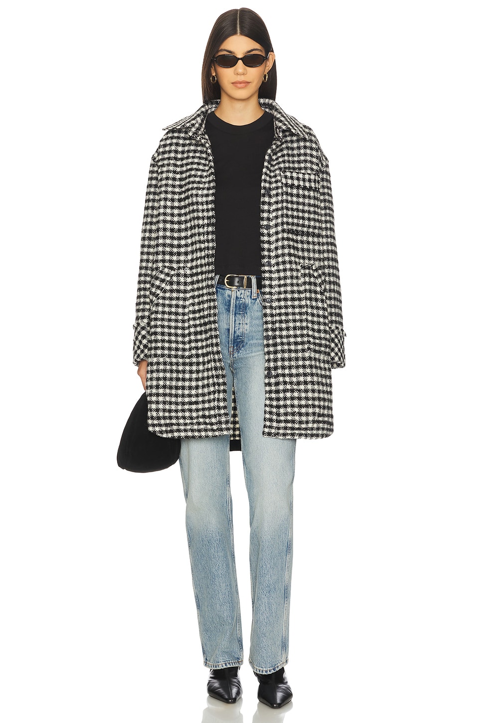 Free People - x We The Free Get Around Houndstooth Shirt In Black