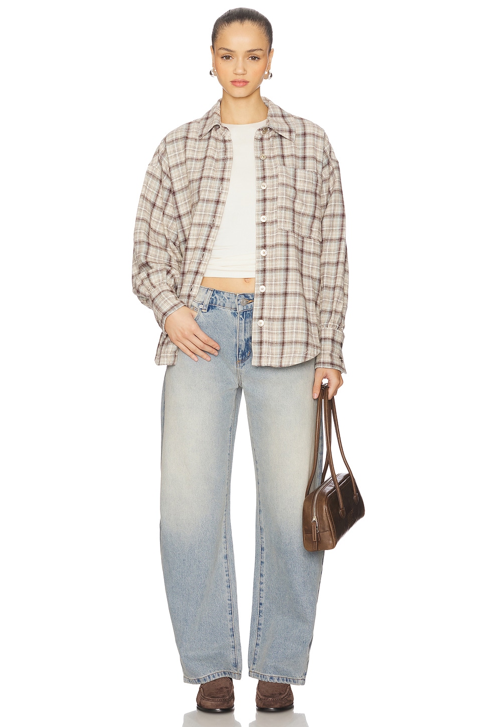 x We The Free Ashley Plaid Shirt In Ivory Combo