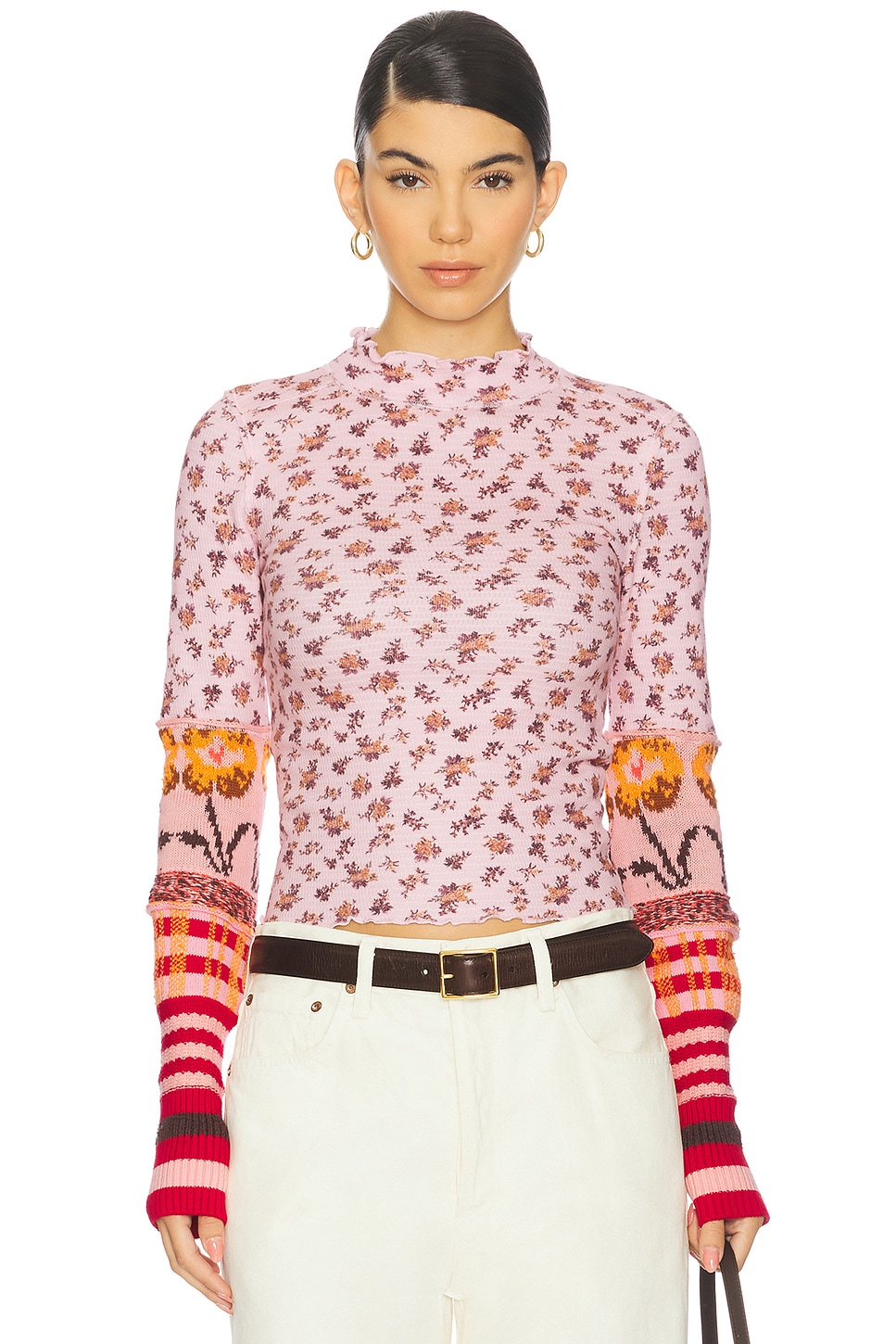 Free People x We The Free Bold Bowery Cuff Top In Cherry Blossom