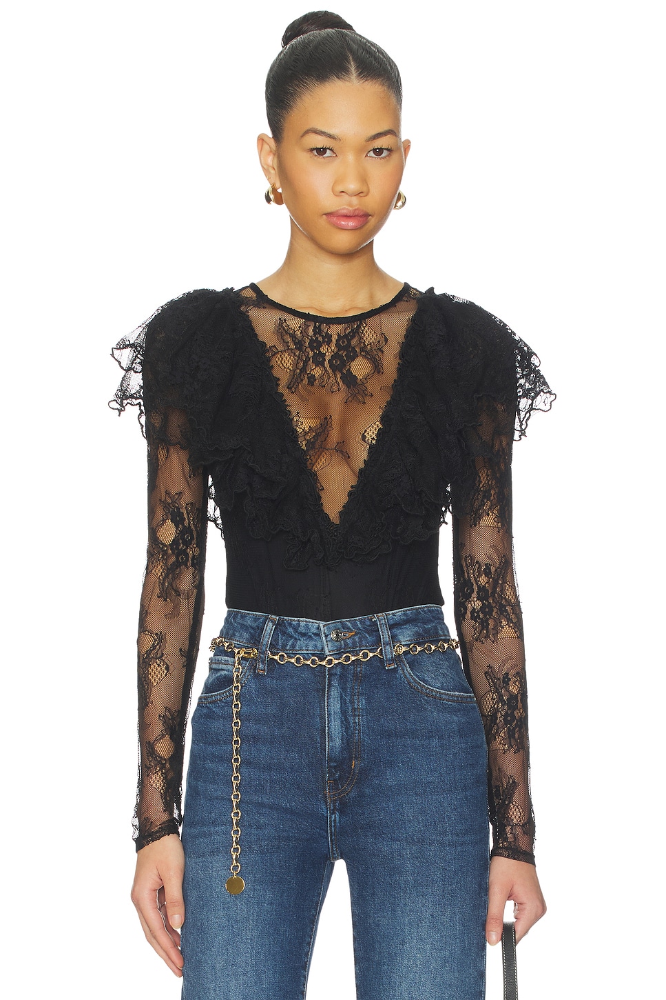 Free People x REVOLVE Sunday Candy Bodysuit in Black | REVOLVE
