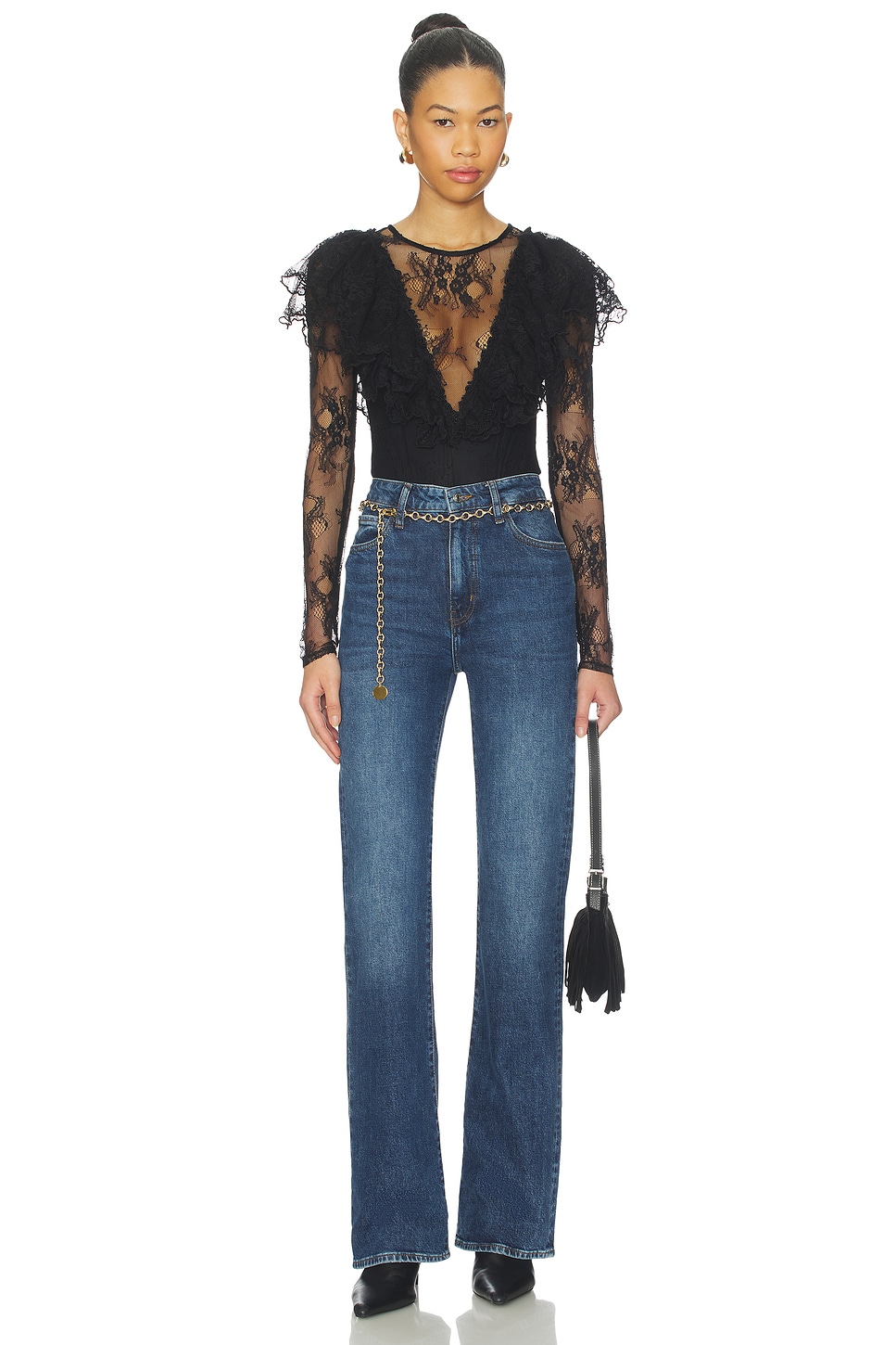 Free People x REVOLVE Sunday Candy Bodysuit in Black | REVOLVE