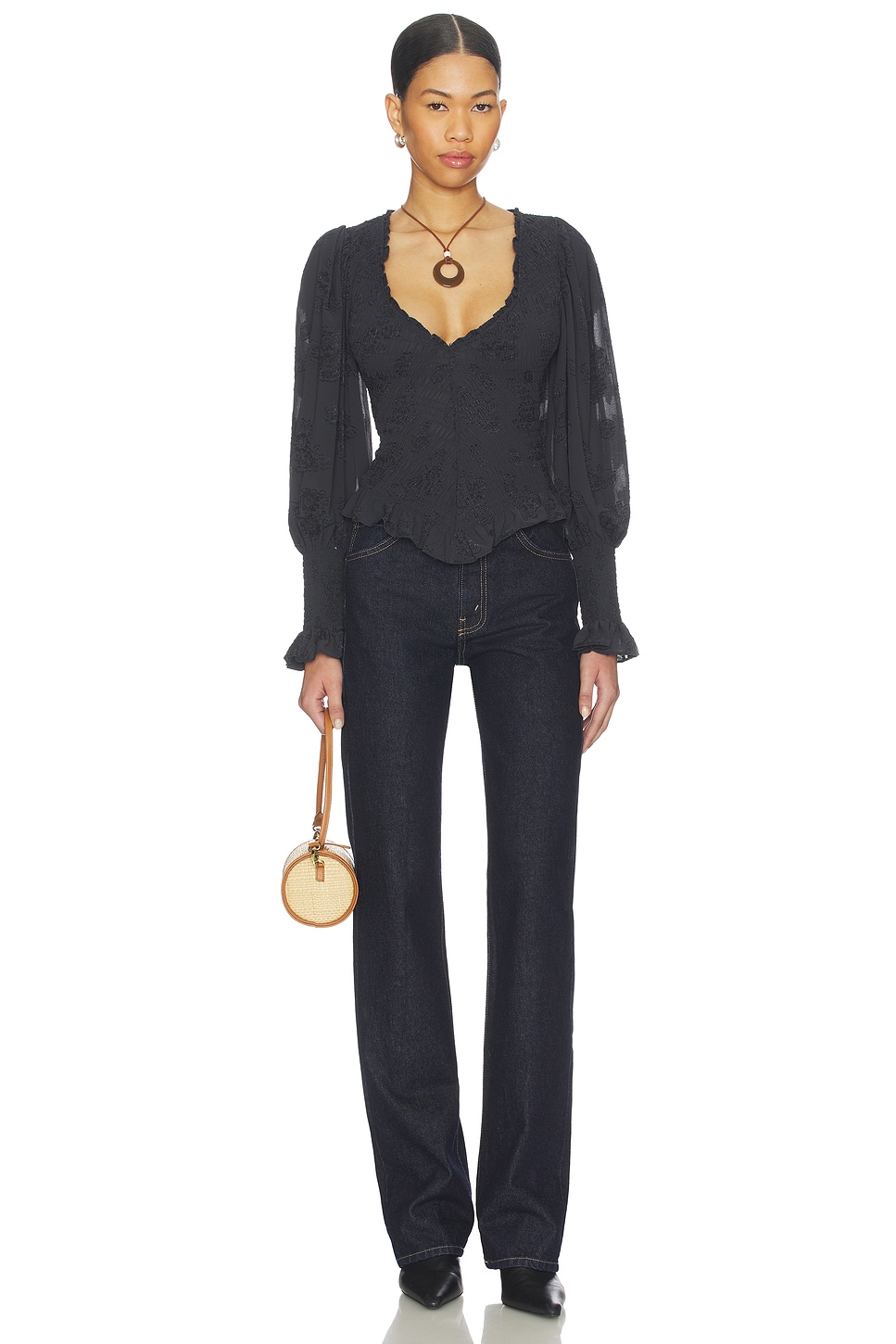 Free People x REVOLVE Smocked In Love Top in Black Combo | REVOLVE