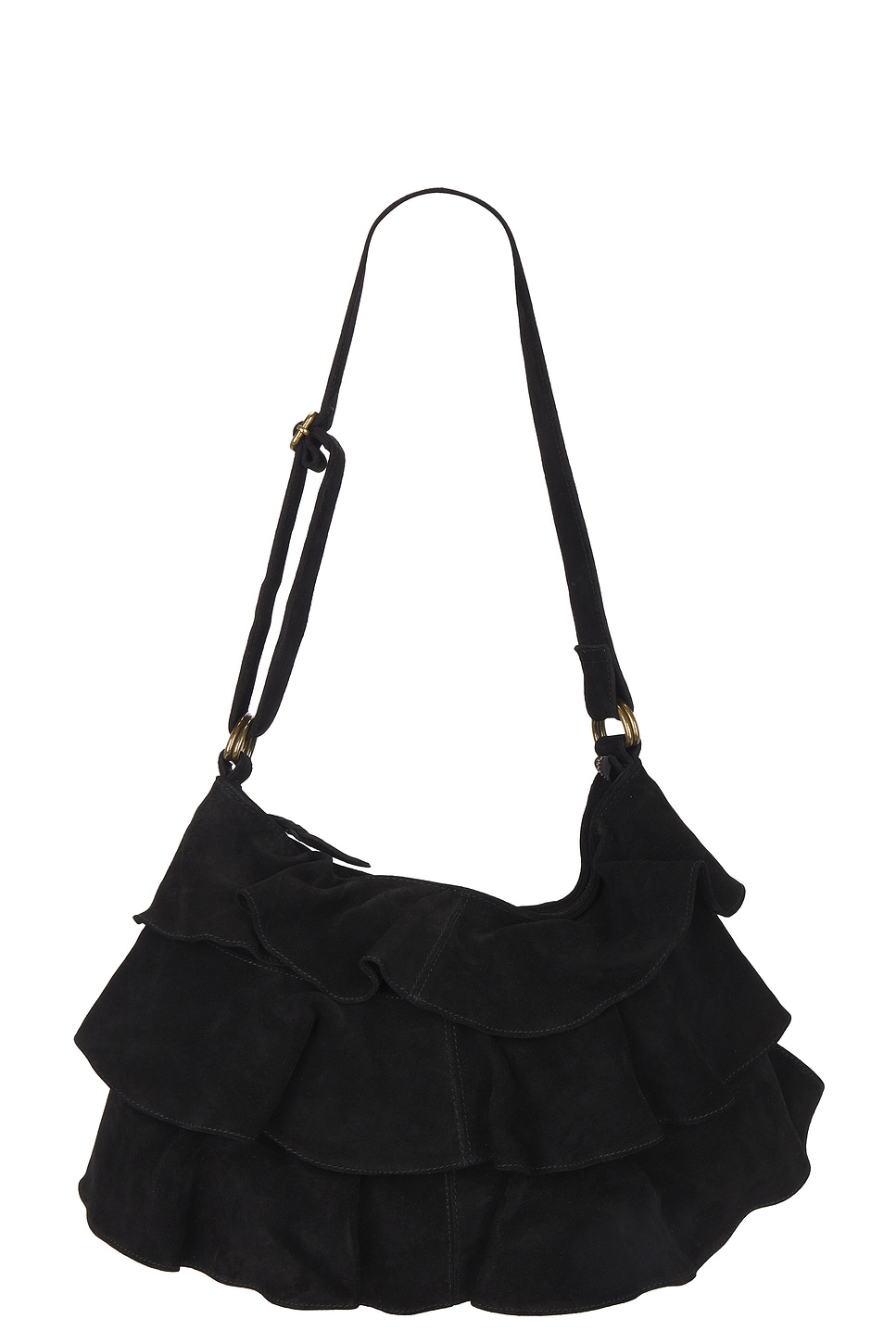 Free People Rae Ruffle Shoulder Bag in Black | REVOLVE