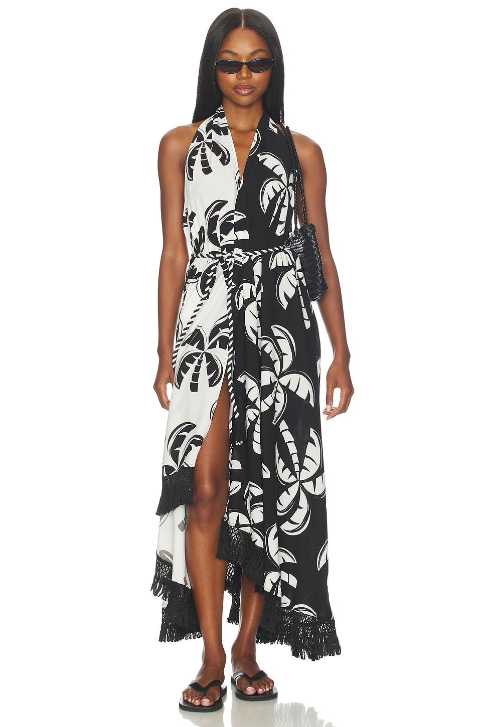 user_2e4a20dcワコマリOMBRESTRIPED OPEN FARM Rio Graphic Palms Dress in Black & White | REVOLVE