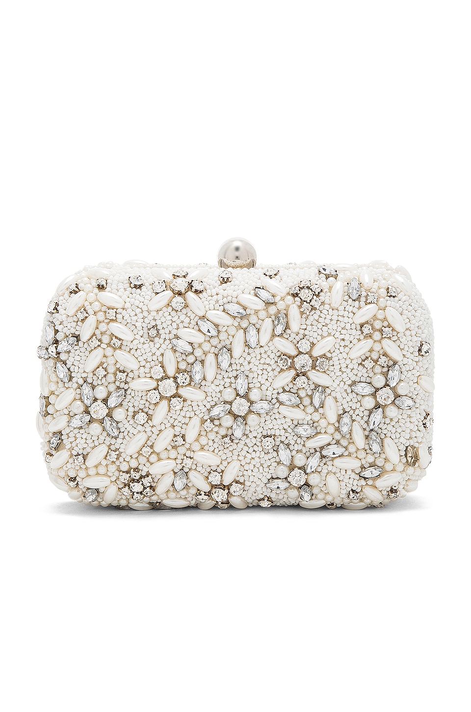From St Xavier Diamante Vine Box Clutch in Ivory