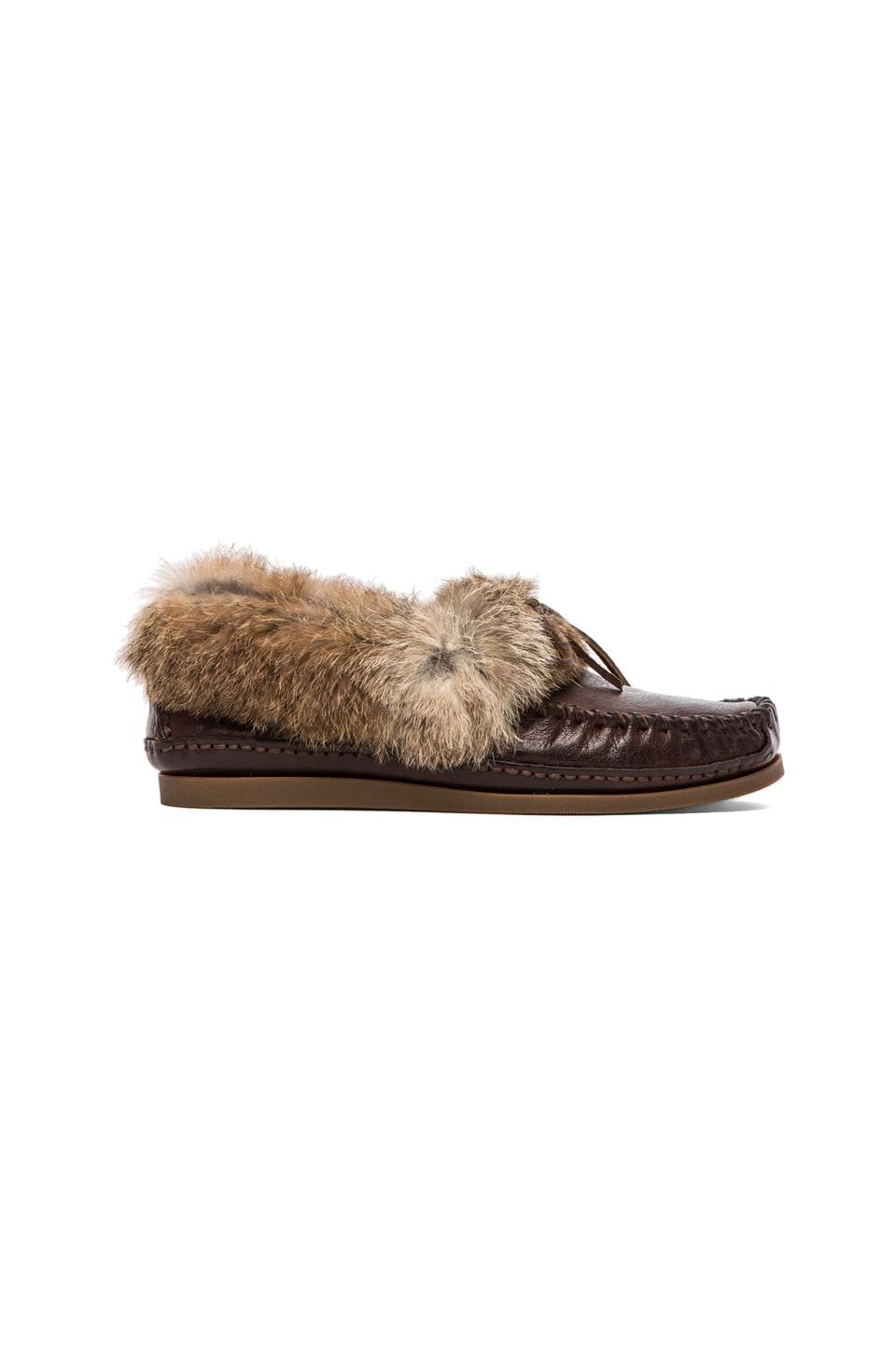 Frye Mason Cuff Slipper with Rabbit Fur and Sheep Shearling in Dark Brown |  REVOLVE