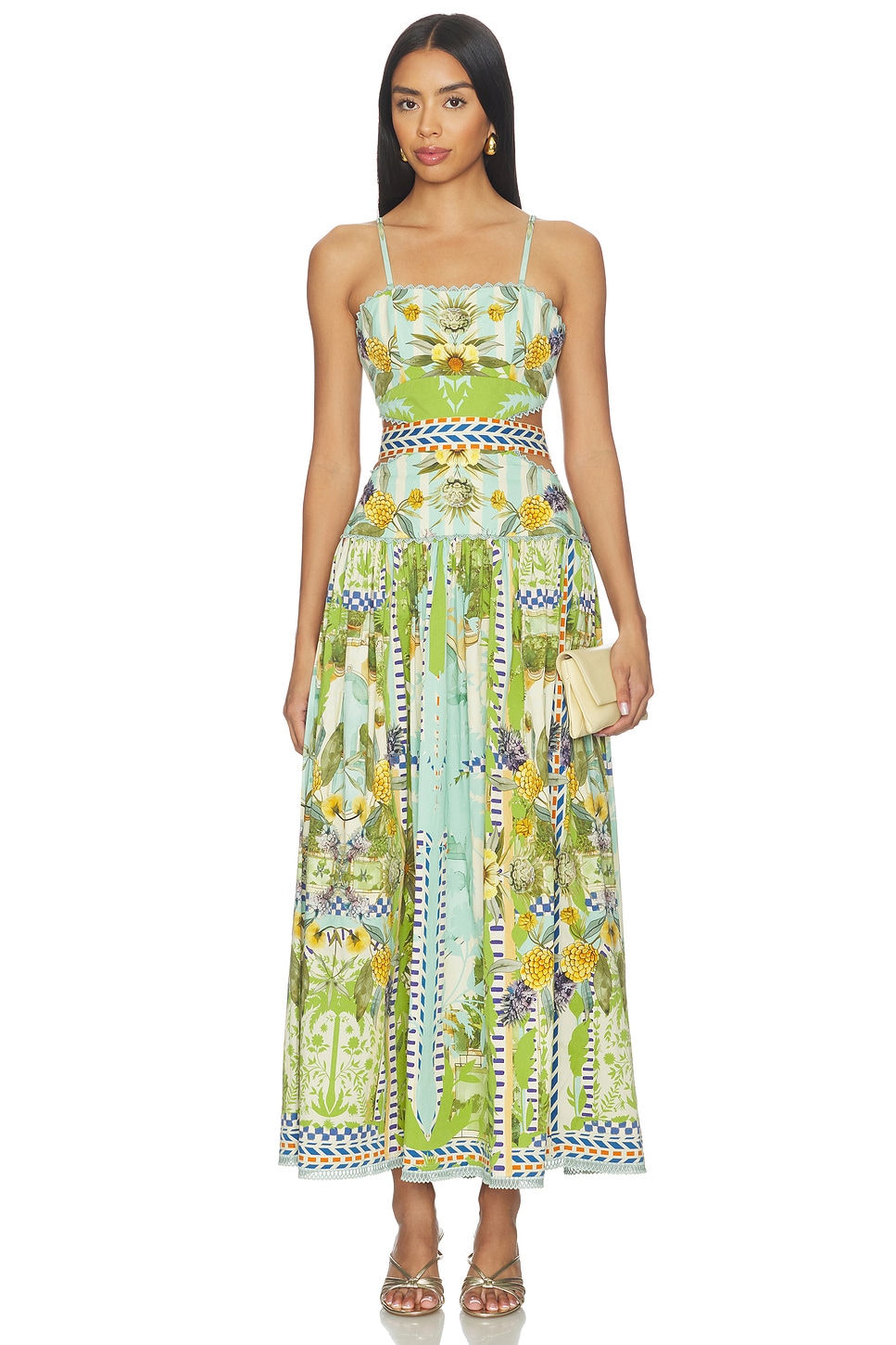 Falguni Shane Peacock Palm Mirage Open Back Dress in Palm Mirage