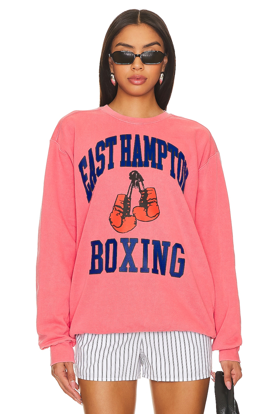 firstport East Hampton NY Boxing Crewneck Sweatshirt in Salmon