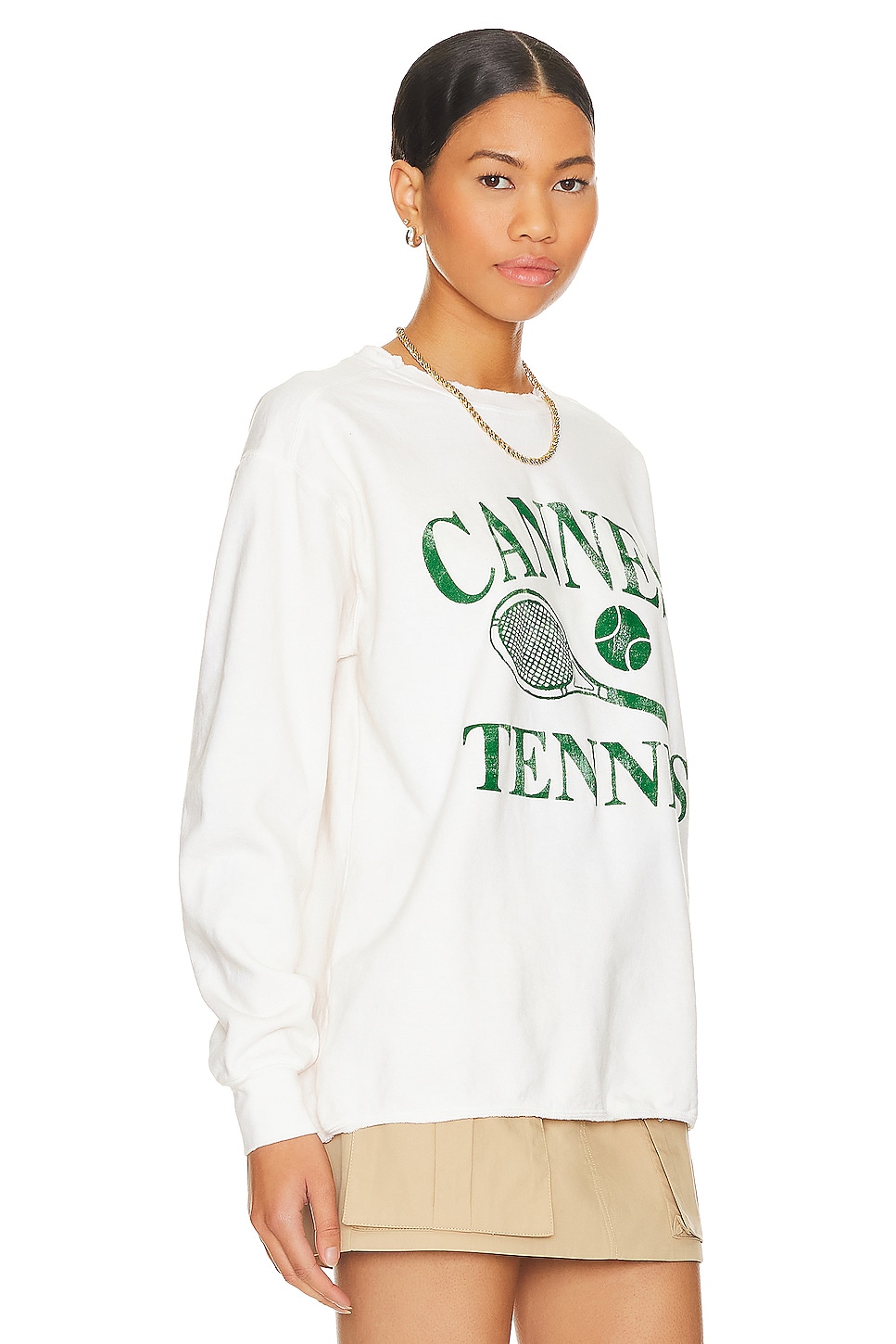 firstport Cannes Tennis Crewneck Sweatshirt in Beige REVOLVE