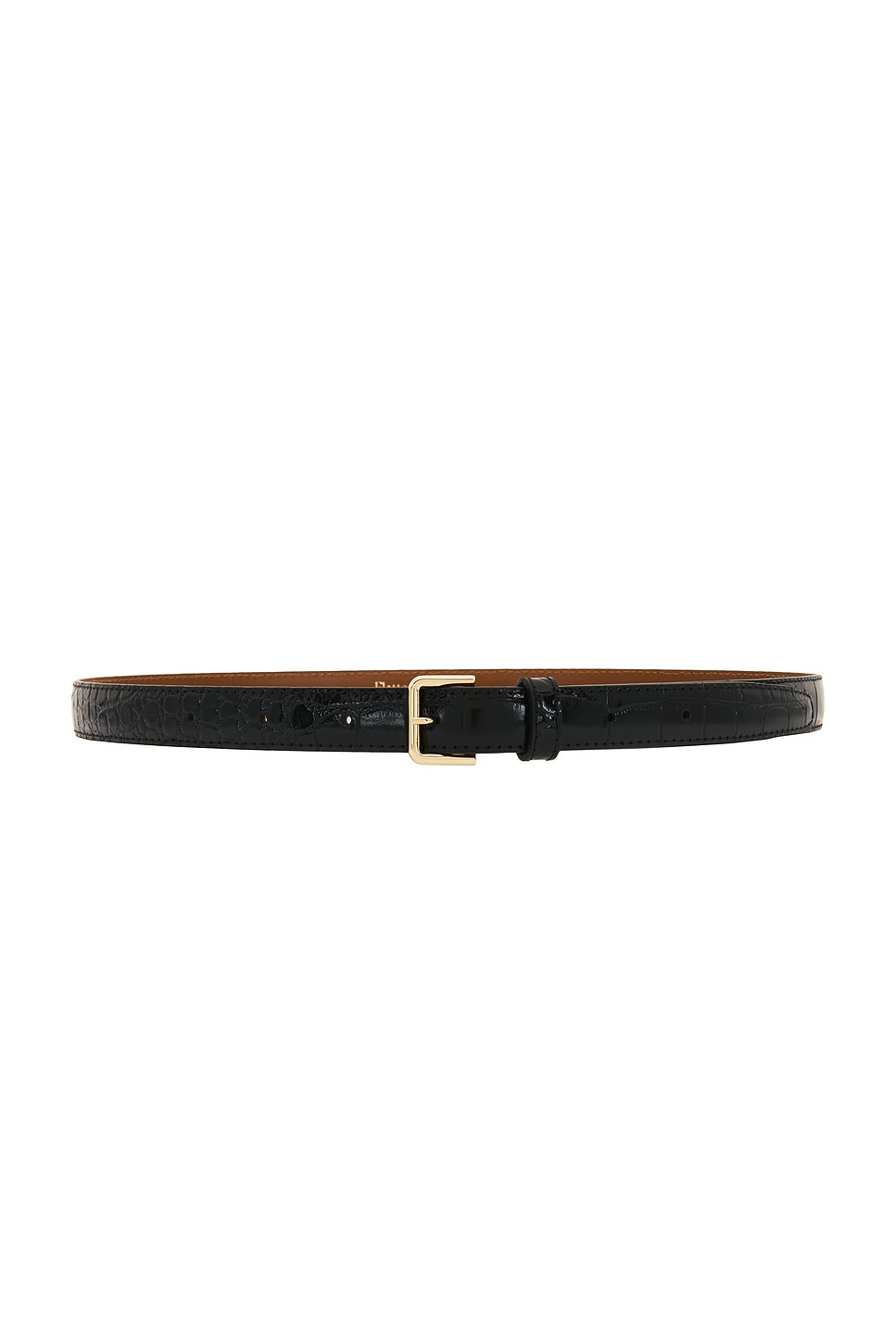 Barbara Belt in Black Croc Leather