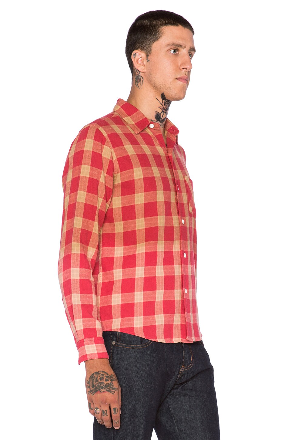Fuct Faded Flannel Shirt in Red