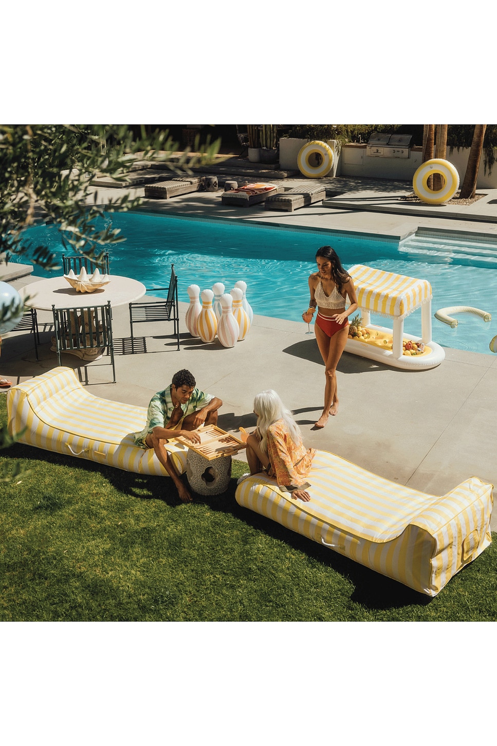 Funboy Cabana Lounger Luxury Pool Float FUNBOY Yellow Cabana