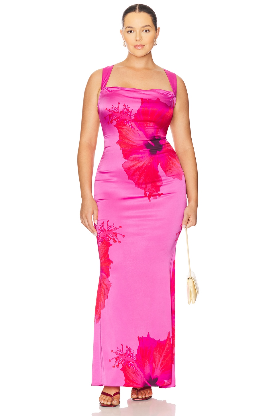 Satin Lace Up Maxi Dress - thumbnail 3