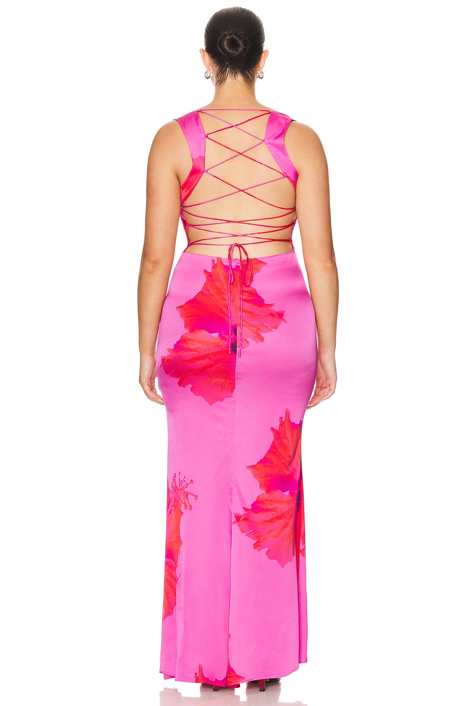 Satin Lace Up Maxi Dress
