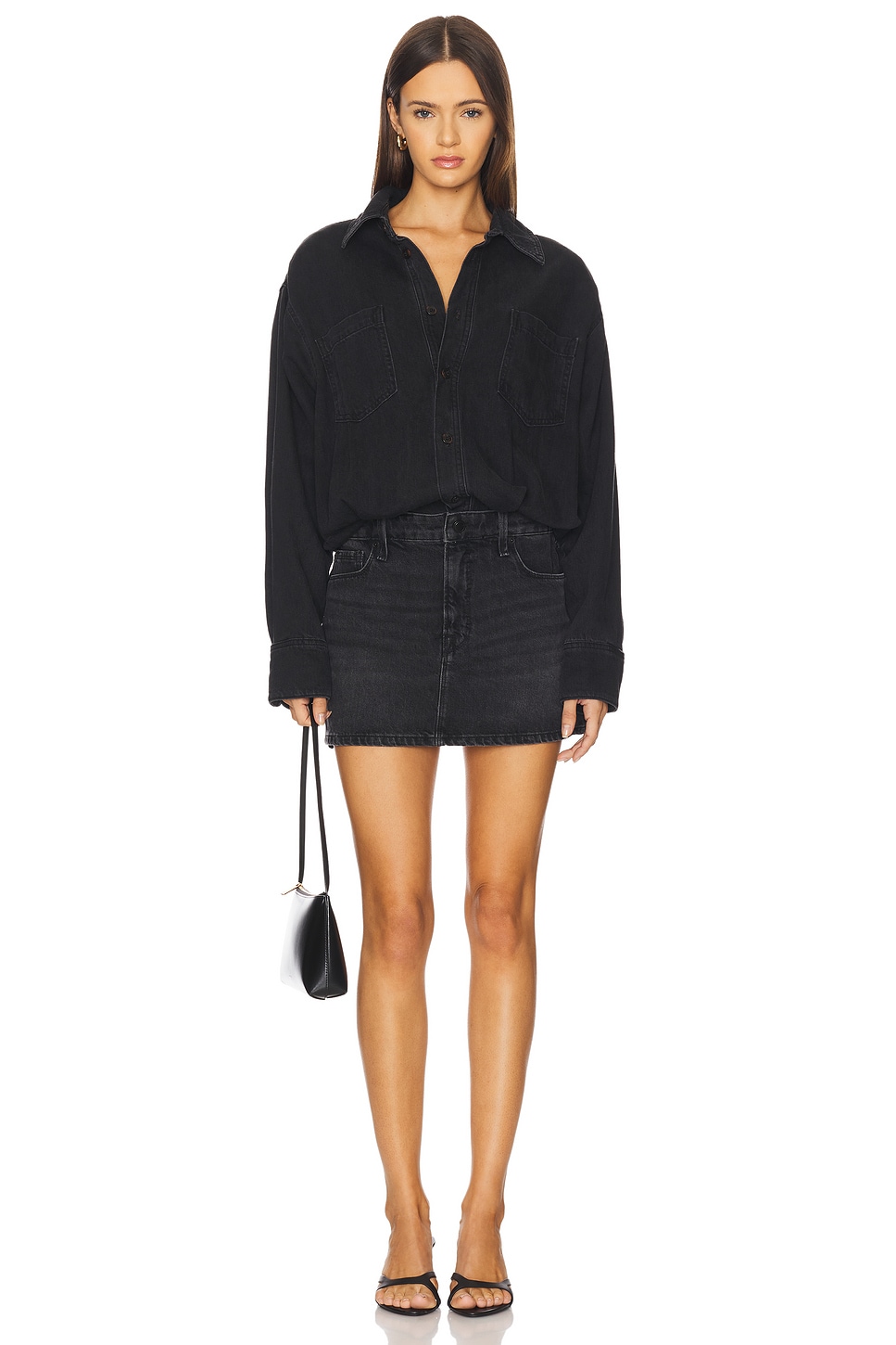 good american shirt dress Good American Women's Denim Wrap Shirt Dress, Regular & Plus Size - Indigo