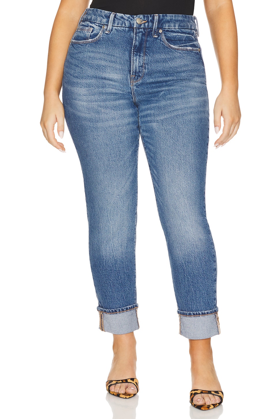 Good American The Weekend Cuffed Jeans