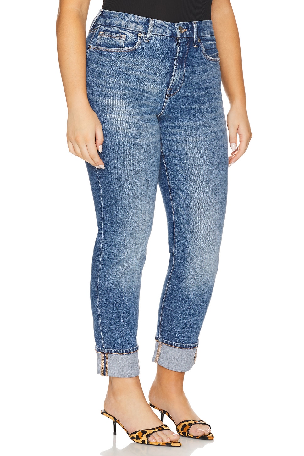 Good American The Weekend Cuffed Jeans