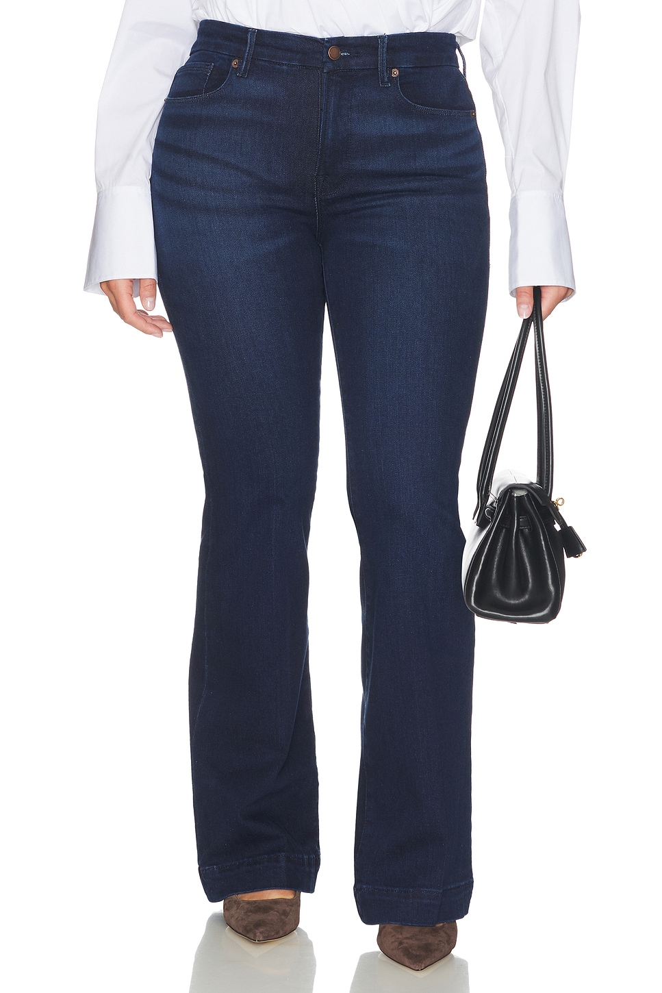 Good American Good Legs Compression Flare Jeans in Indigo1150 | REVOLVE