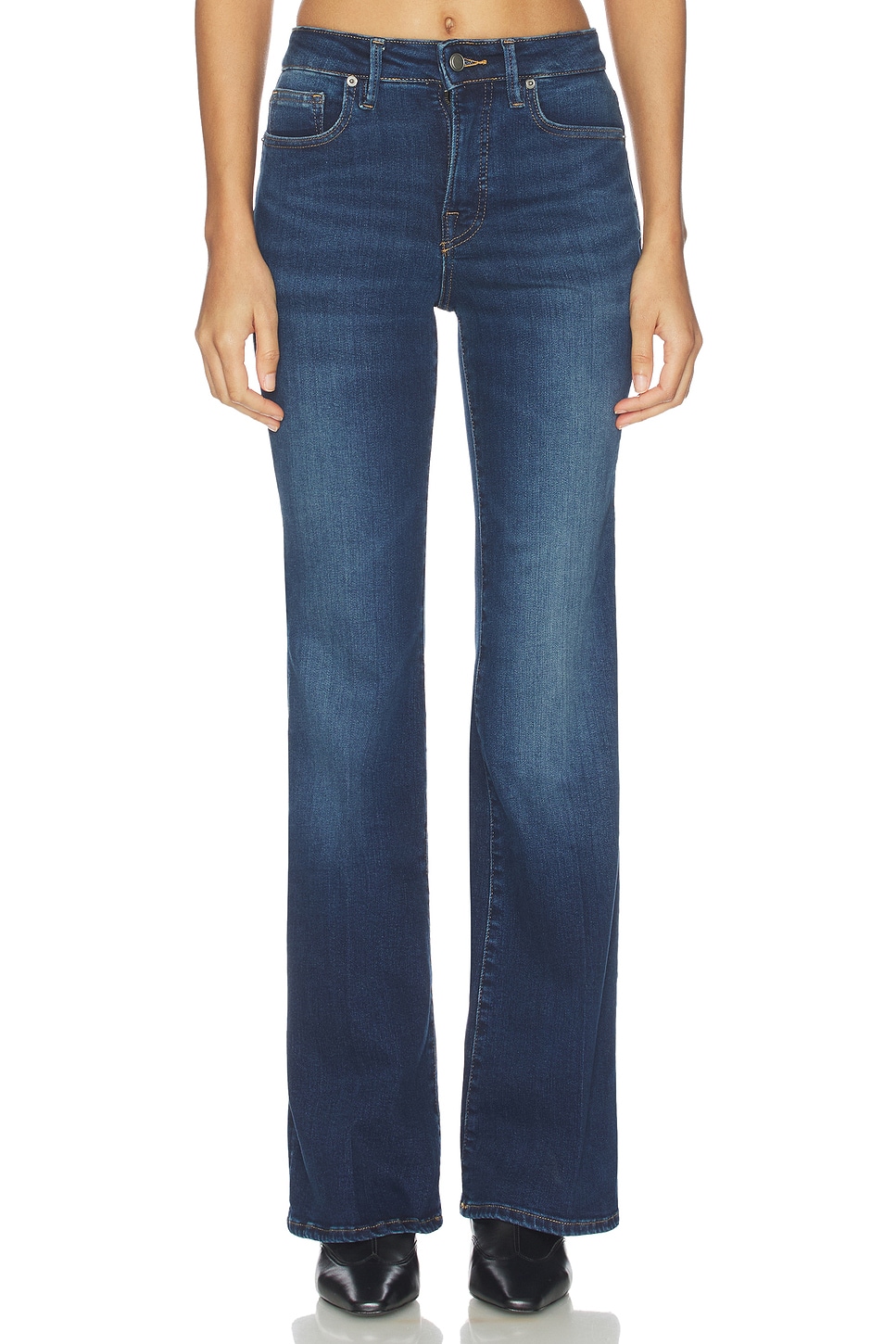 Good American Compression Good Legs Flare Jeans in Indigo | REVOLVE