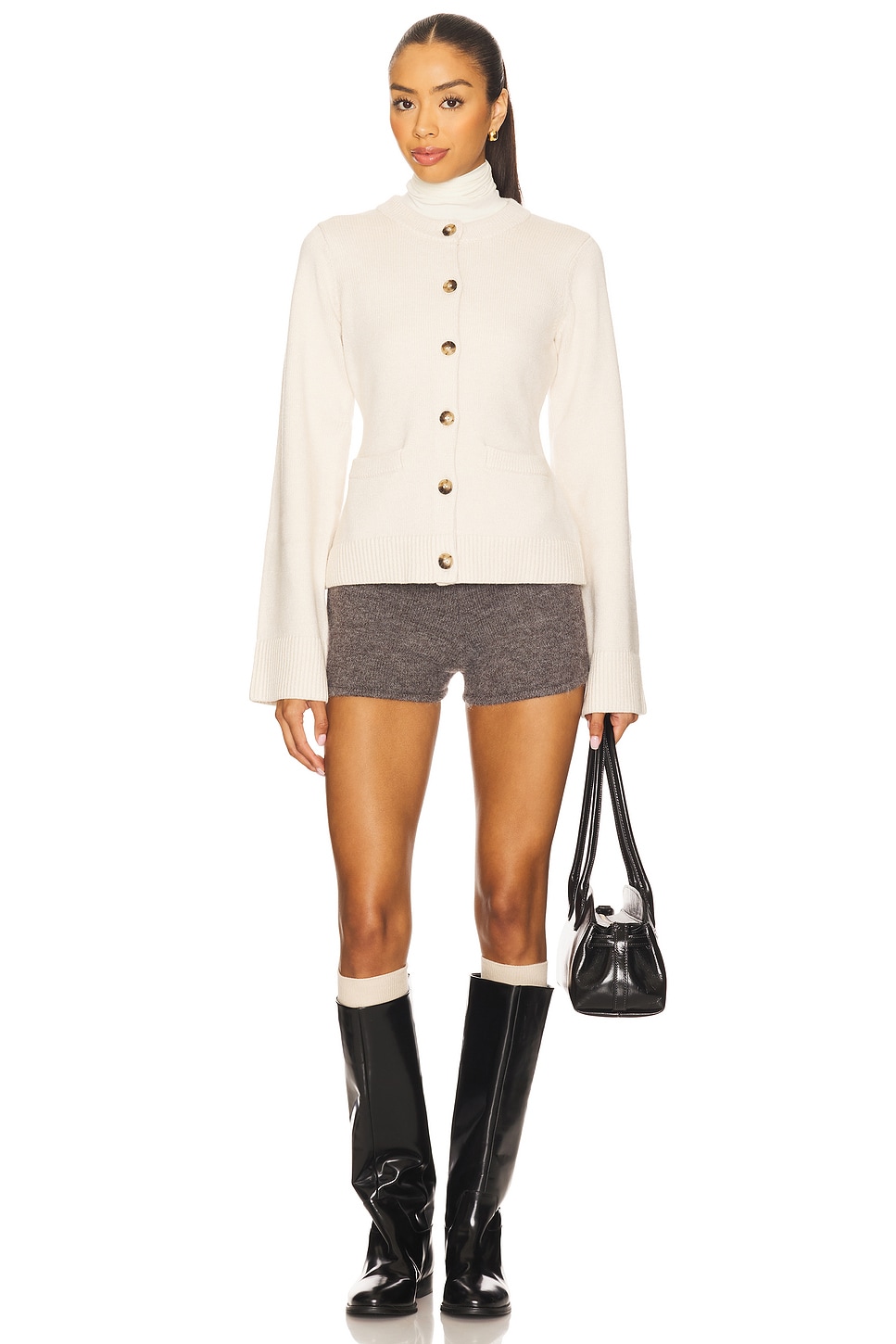 Good American Button Front Knit Cardigan