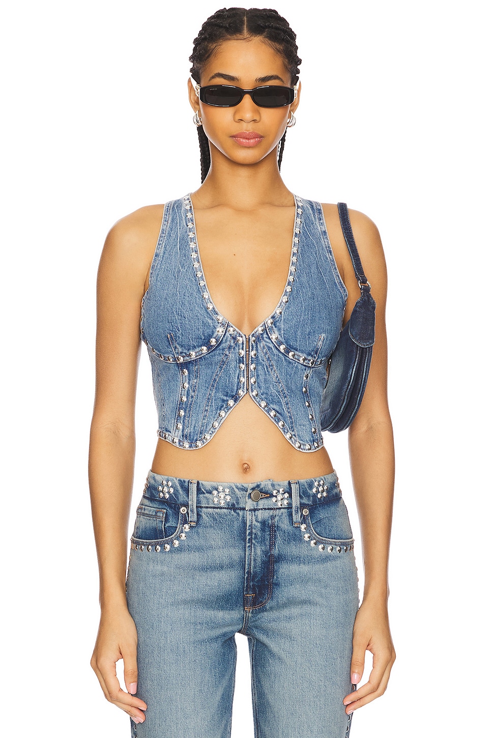 Good American Studded Denim Vest