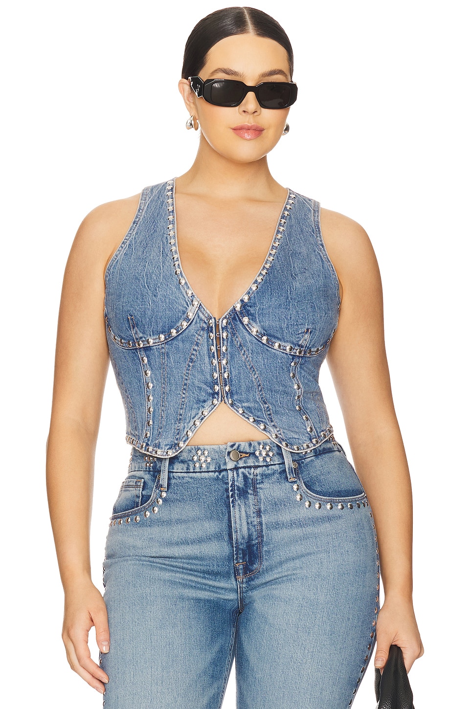 Good American Studded Denim Vest